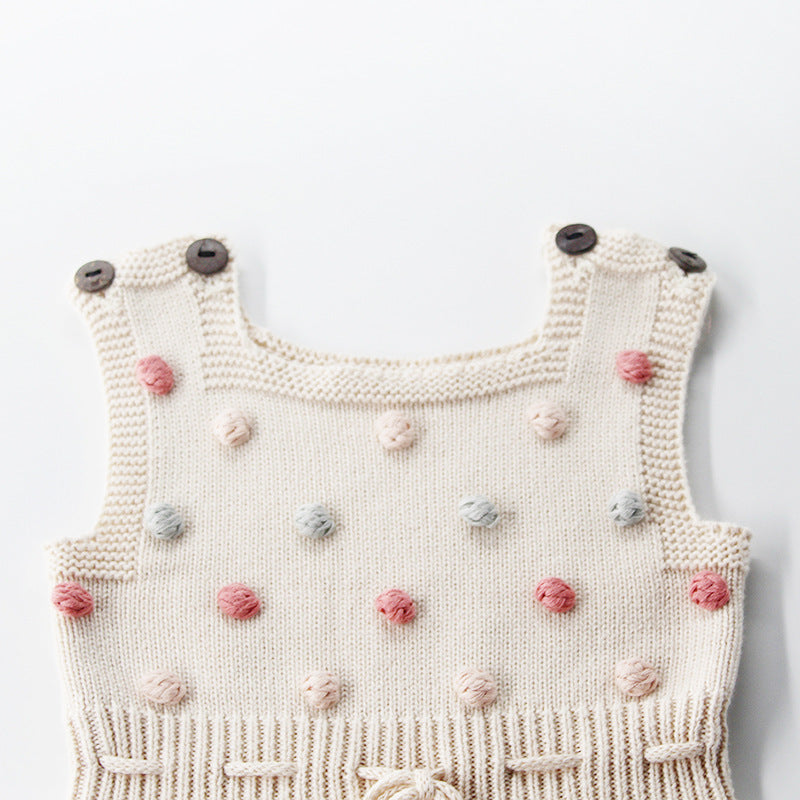 Bobble Knit Romper - Cream and multi-colours