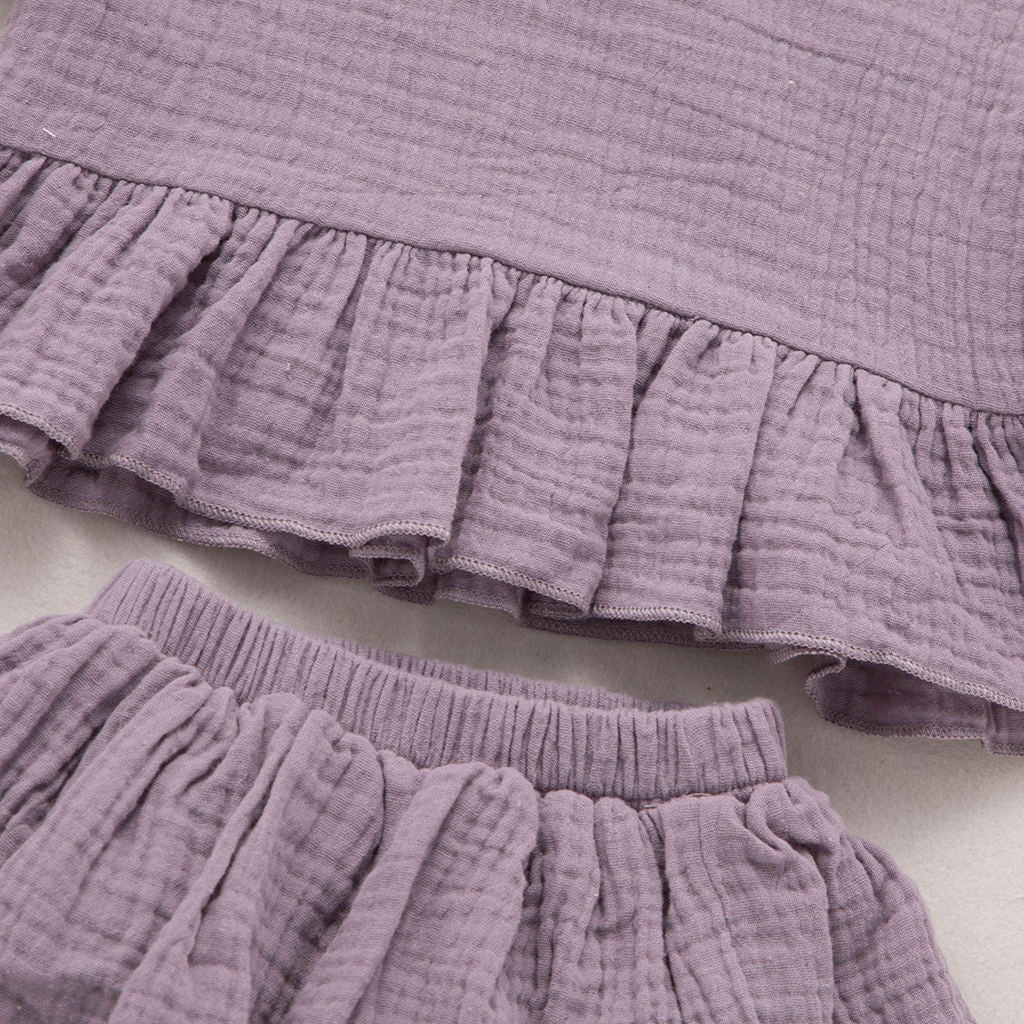 Ruffled Liya Cotton Muslin Set - Jacaranda