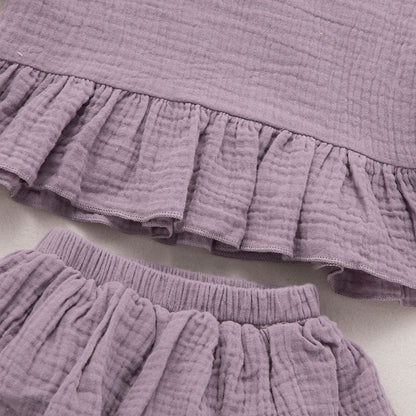 Ruffled Liya Cotton Muslin Set - Jacaranda