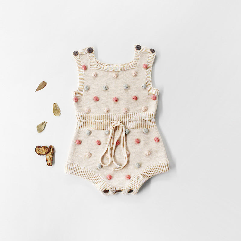 Bobble Knit Romper - Cream and multi-colours
