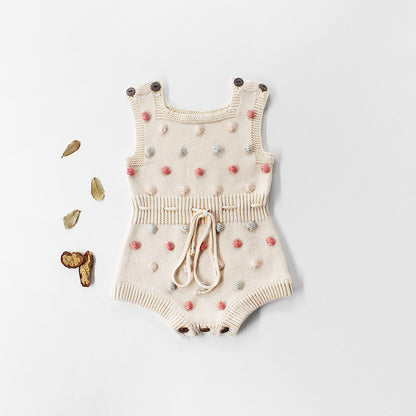 Bobble Knit Romper - Cream and multi-colours