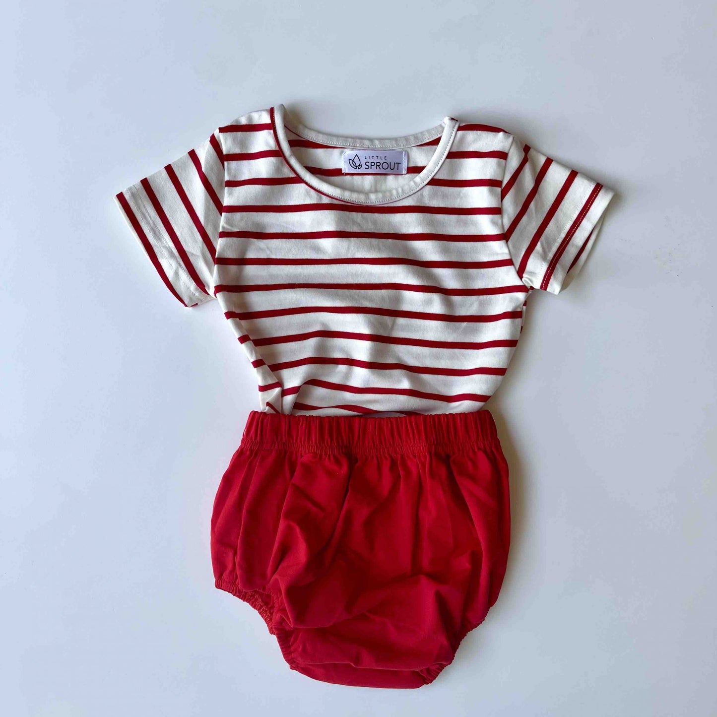 Harper Unisex Striped Set - Red and White