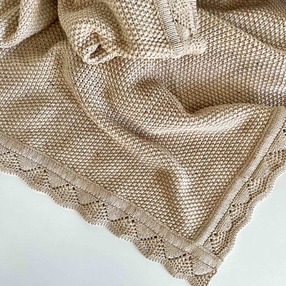 Scalloped Knitted Blanket - Honeycake Confetti