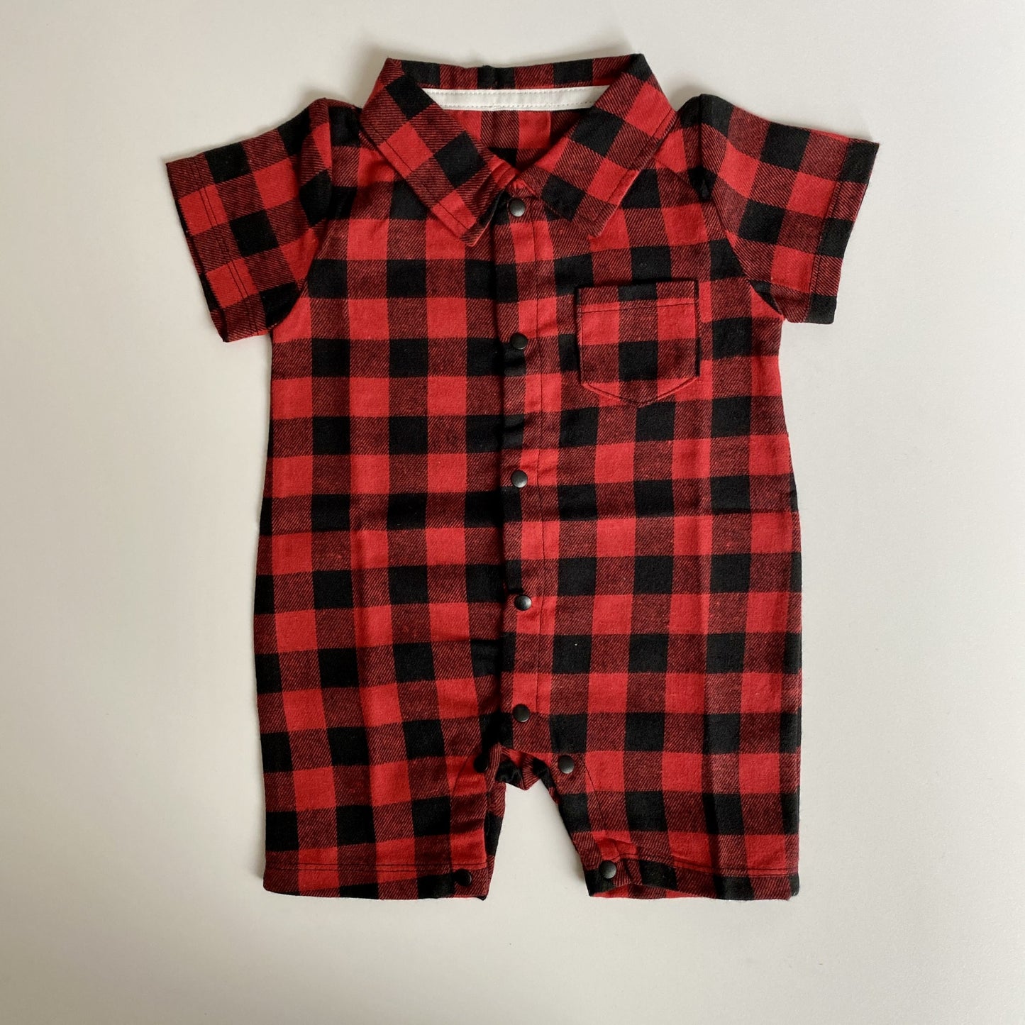 Huxley Plaid Romper - Red
