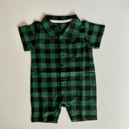 Huxley Plaid Romper - Green