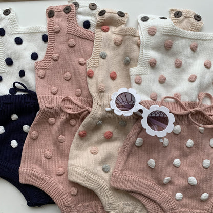 Bobble Knit Romper - Cream and multi-colours