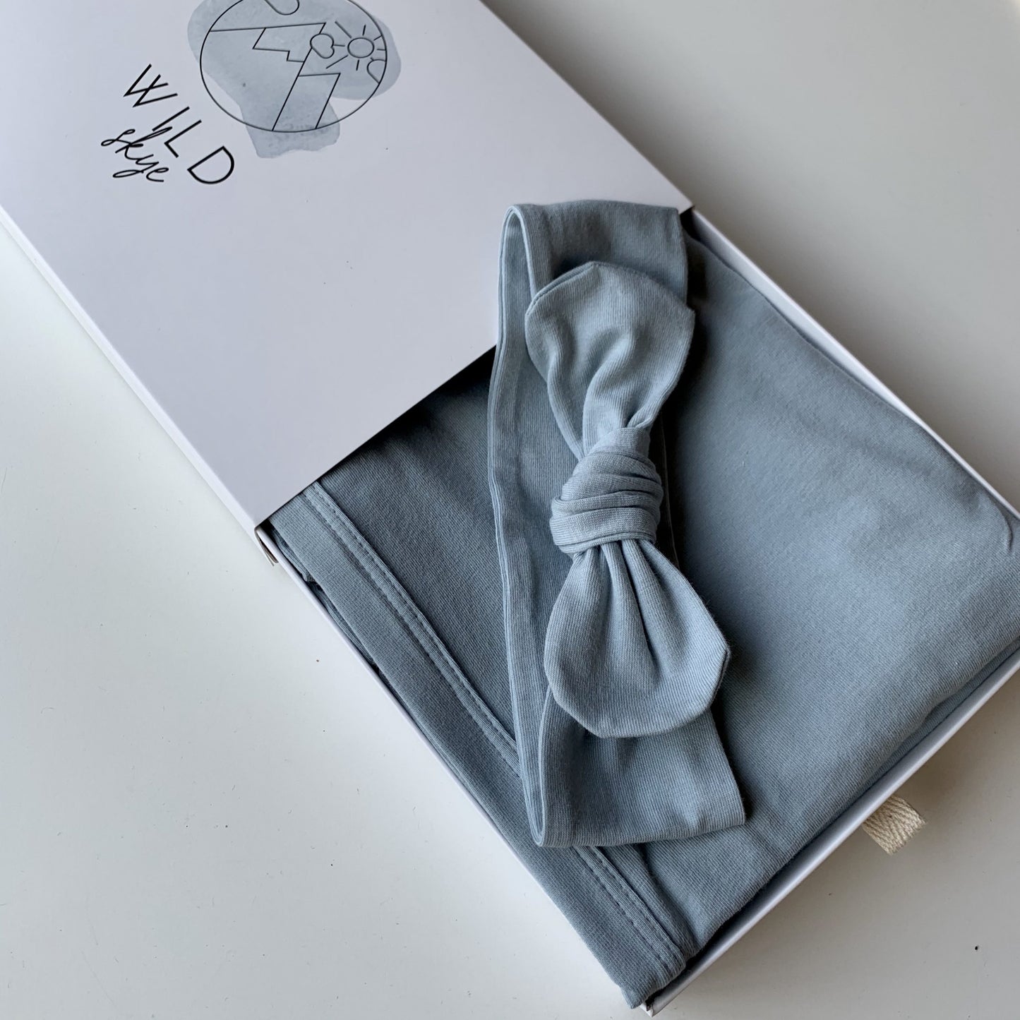 Wild Skye Jersey Wrap Set with Beanie or Topknot - Sky