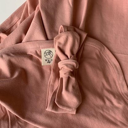 Wild Skye Jersey Wrap Set with Beanie or Topknot - Rose blush