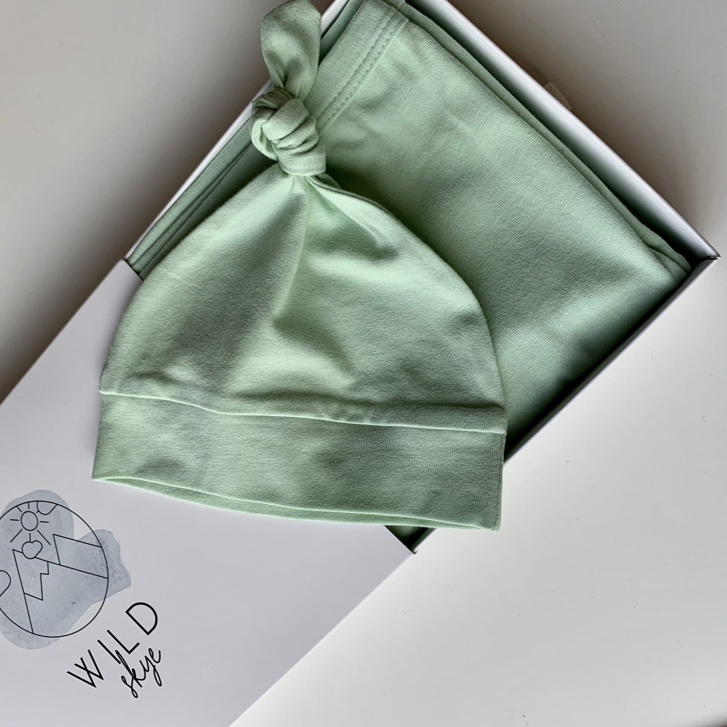 Wild Skye Jersey Wrap Set with Beanie or Topknot - Sage
