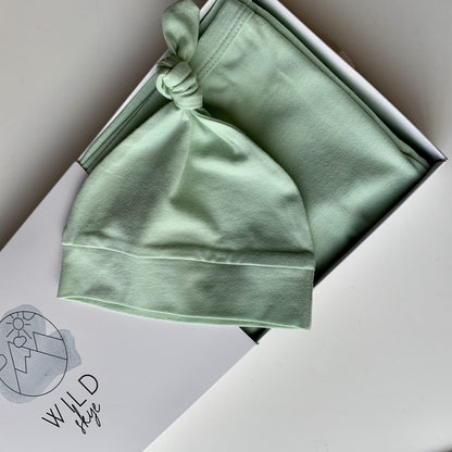 Wild Skye Jersey Wrap Set with Beanie or Topknot - Sage