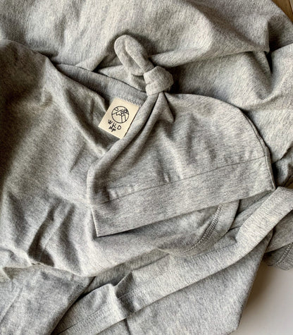 Wild Skye Jersey Wrap Set with Beanie or Topknot - Grey Melange