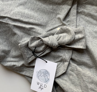 Wild Skye Jersey Wrap Set with Beanie or Topknot - Grey Melange