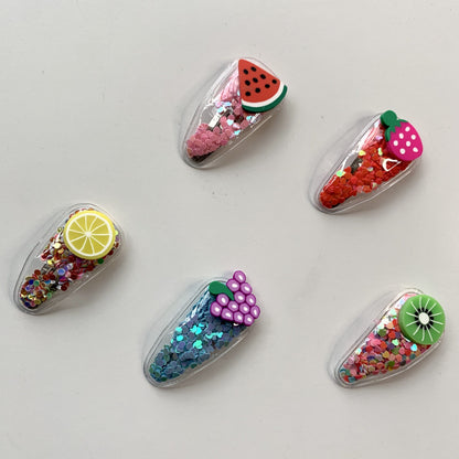 Tropical Fruit Glitter Hair Clip Set