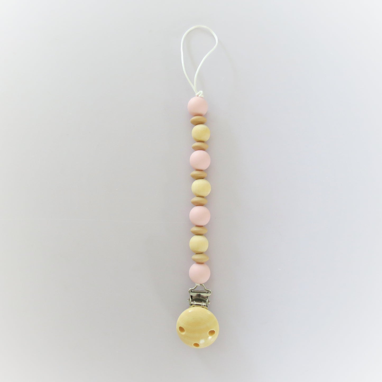 Pacifier Holder - Wood + Silicone - Rose quartz