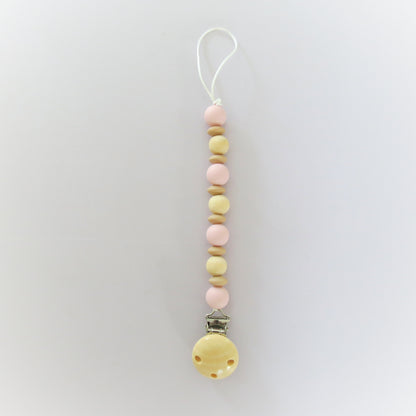 Pacifier Holder - Wood + Silicone - Rose quartz