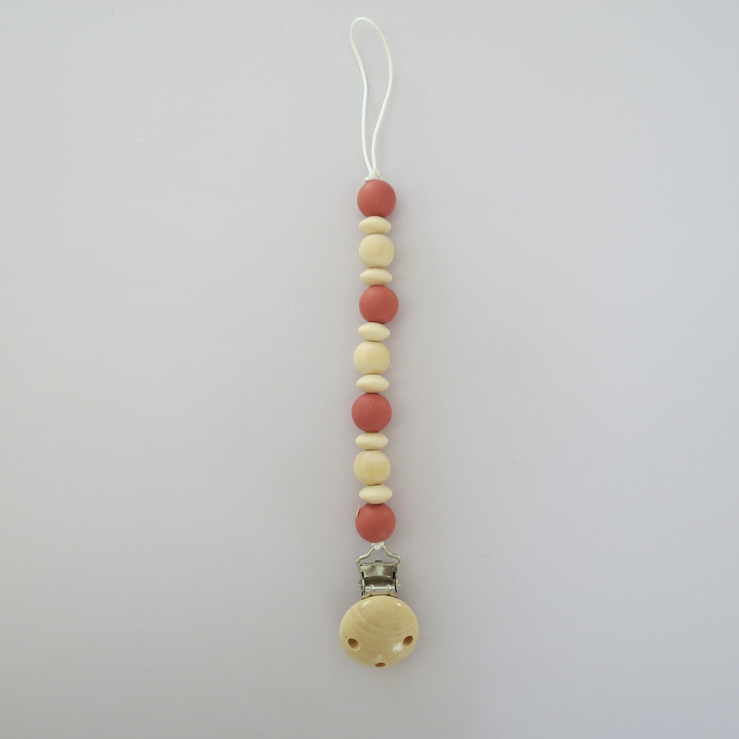 Pacifier Holder - Wood + Silicone - Rust