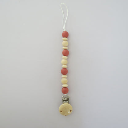 Pacifier Holder - Wood + Silicone - Rust