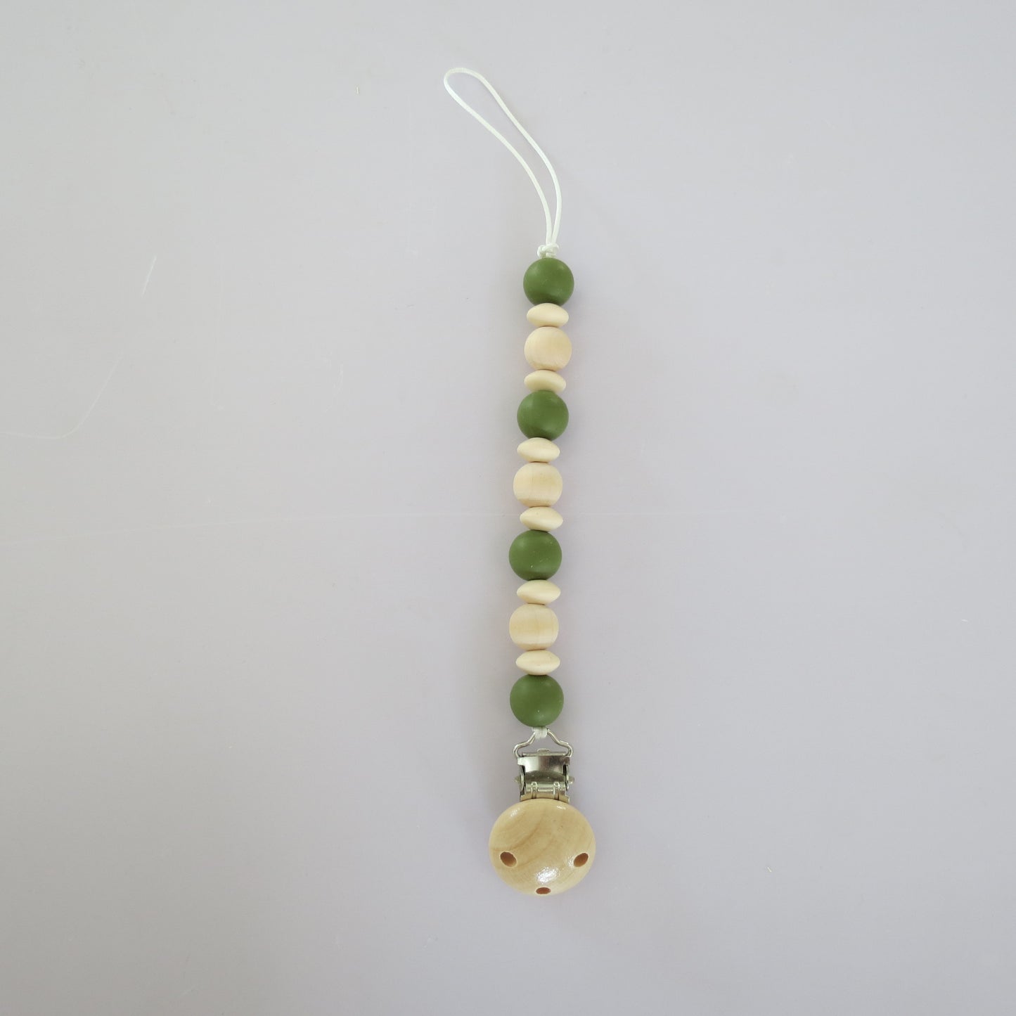 Pacifier Holder - Wood + Silicone - Olive