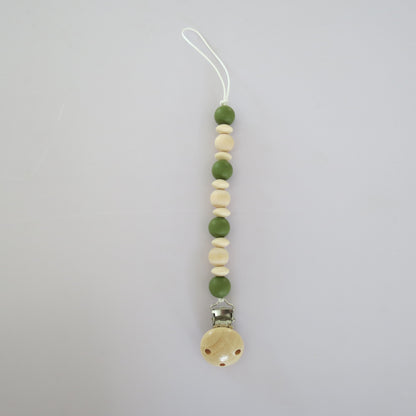 Pacifier Holder - Wood + Silicone - Olive