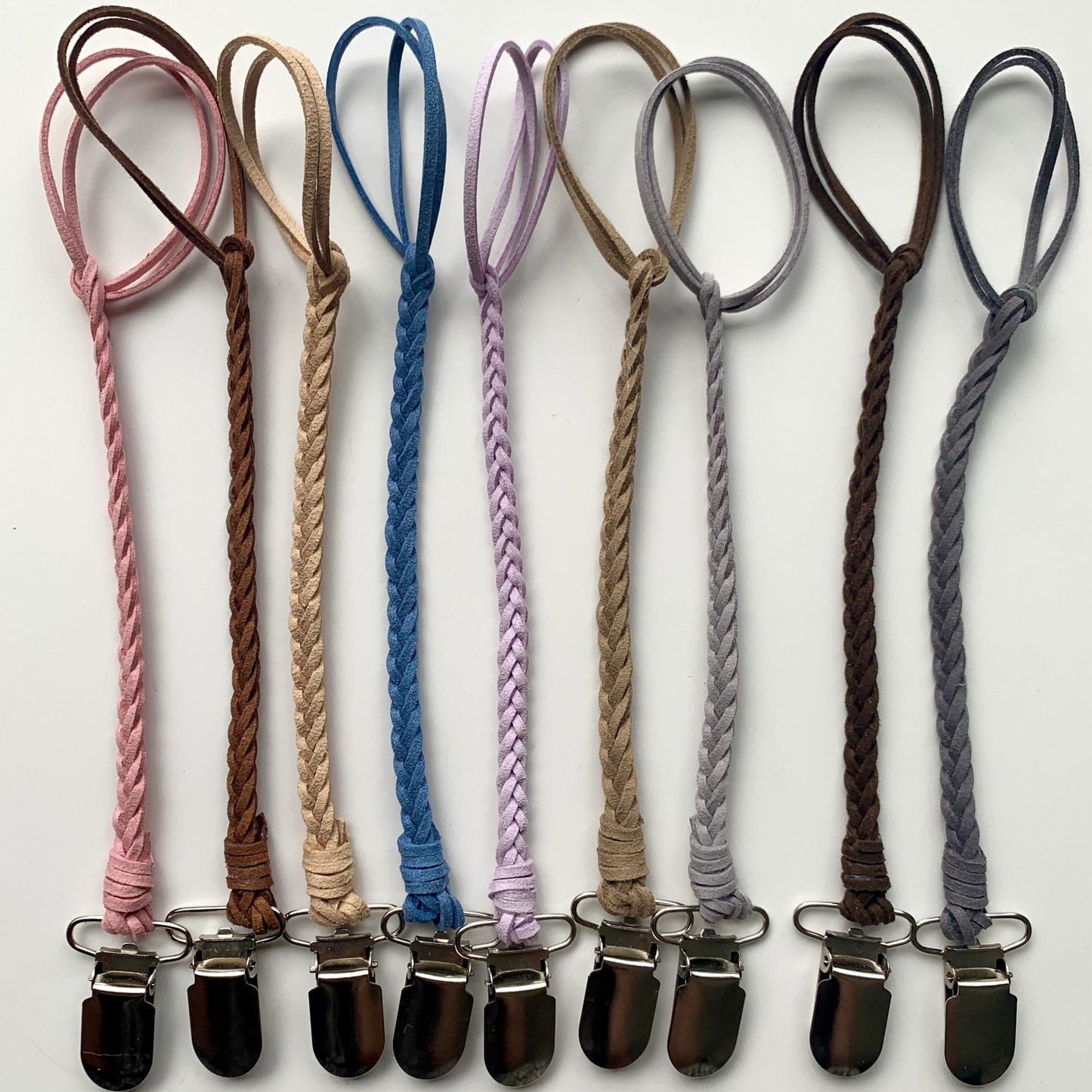 Pacifier Holder - Braided Suede