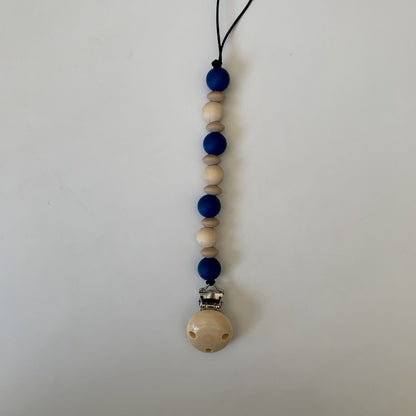 Pacifier Holder - Wood + Silicone - Sapphire