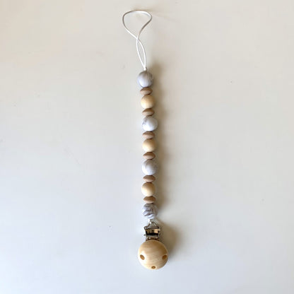 Pacifier Holder - Wood + Silicone - Marble