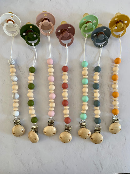 Pacifier Holder - Wood + Silicone - Flame