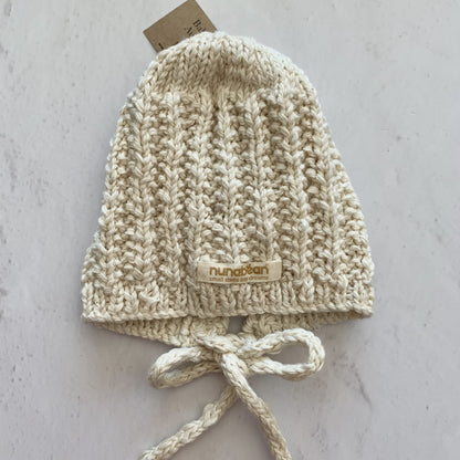 Nunabean - Knitted Bonnet Natural - 0-6 months