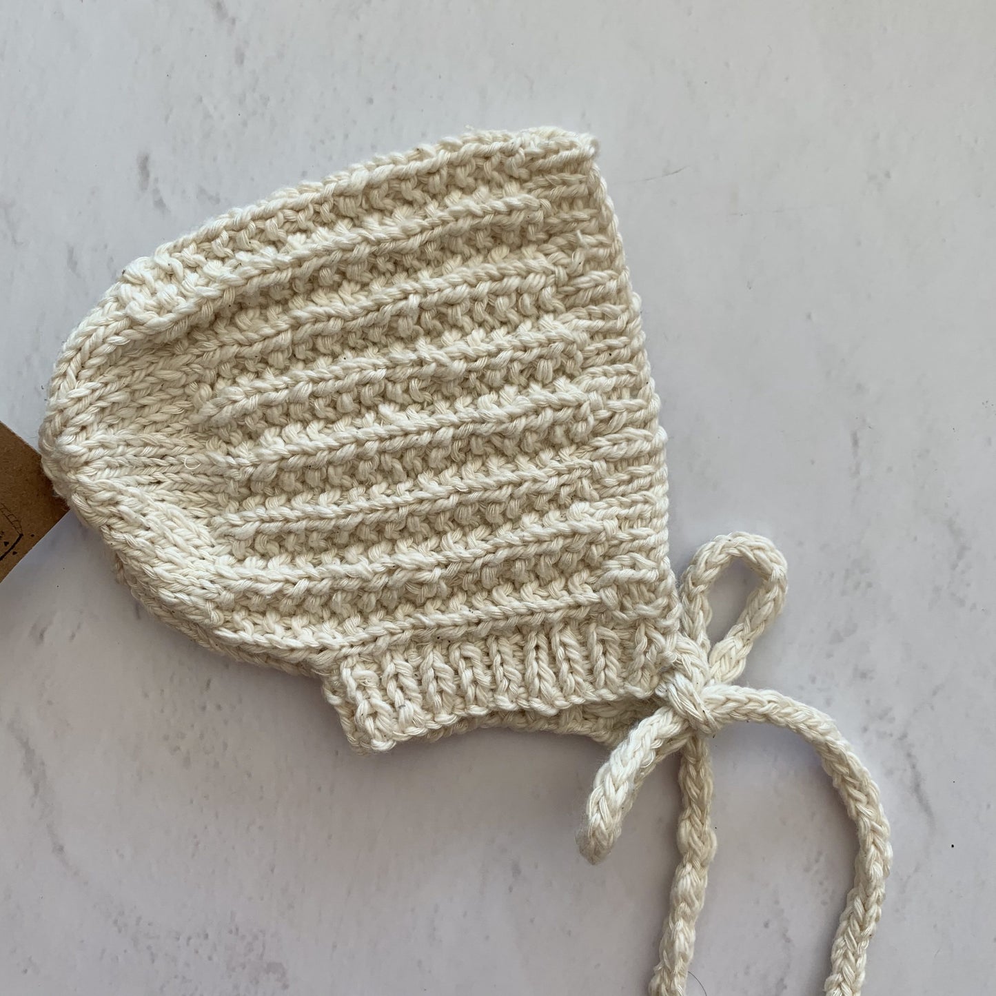Nunabean - Knitted Bonnet Natural - 0-6 months