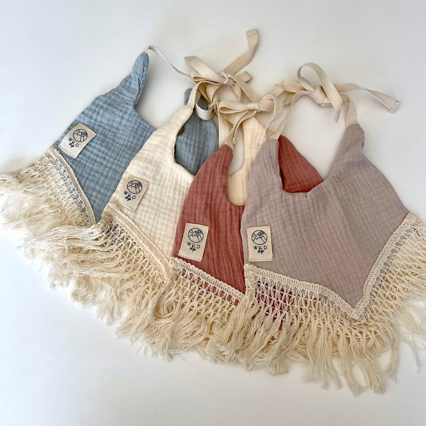 Wild Skye - Double Muslin Fringed Bib - Dusty Rose