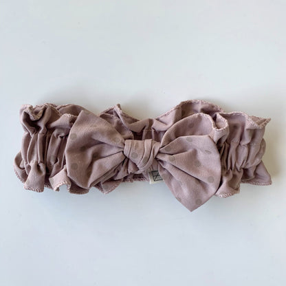 Vintage Stretch Headband - Mocha Polka Dots