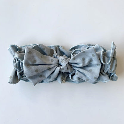 Vintage Stretch Headband - Teal Polka Dots