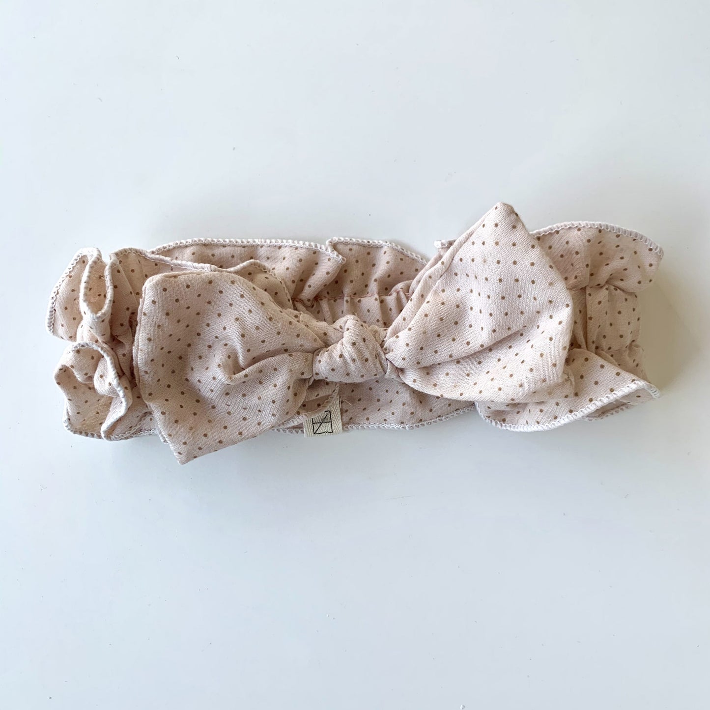 Vintage Stretch Headband - Beige Mini Dots