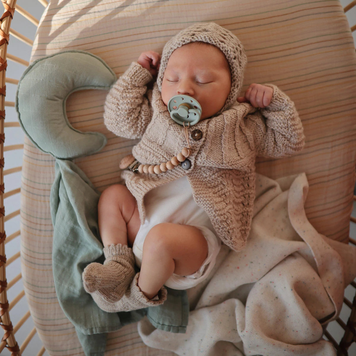 FRIGG Moon Phase Natural Rubber Pacifier - Sage - Size 1