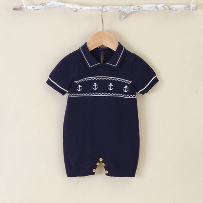 Sailor Knit Romper - Navy