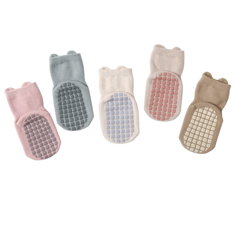 Non-Slip Cotton Baby Socks - Beige Raccoon