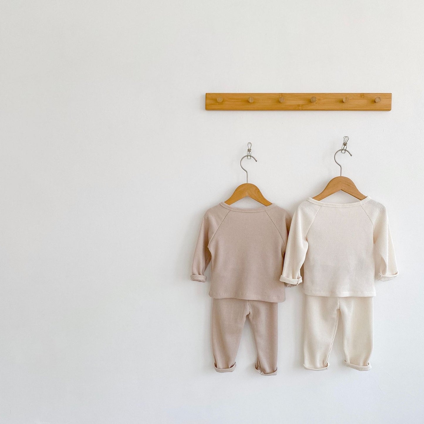 Teddy Bear Embroidered Two Piece Set - Vanilla