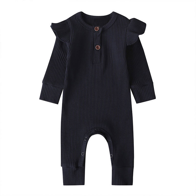 Frill Ribbed Jumpsuit - Midnight Navy
