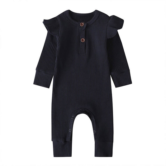 Frill Ribbed Jumpsuit - Midnight Navy