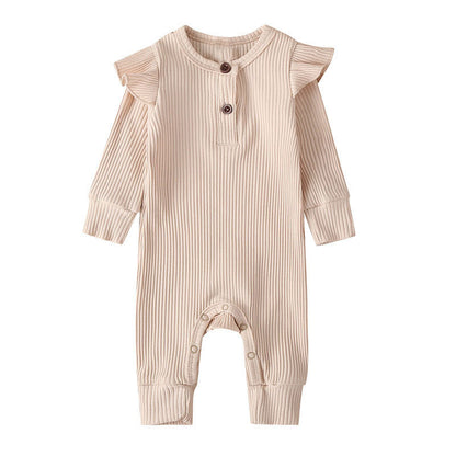 Frill Ribbed Jumpsuit - Creme