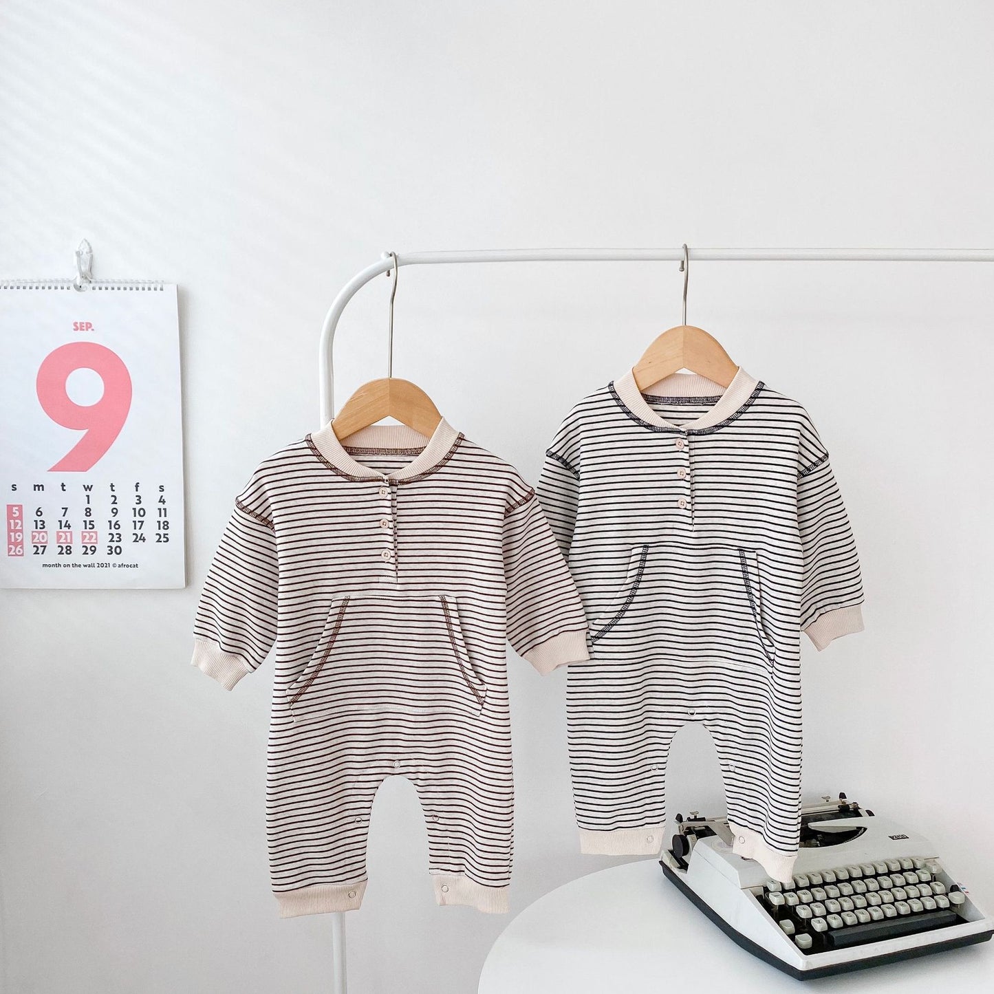 Blake Striped Jumpsuit - Beige and Black Stripes