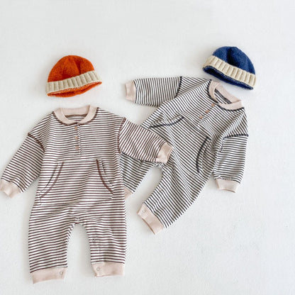 Blake Striped Jumpsuit - Beige and Black Stripes
