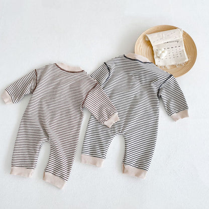 Blake Striped Jumpsuit - Beige and Black Stripes