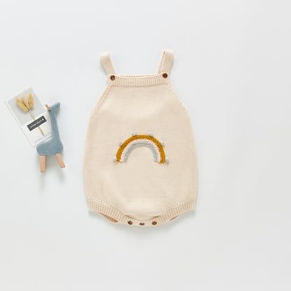 Mara Rainbow Knit Romper - Oatmeal