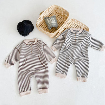 Blake Striped Jumpsuit - Beige and Black Stripes