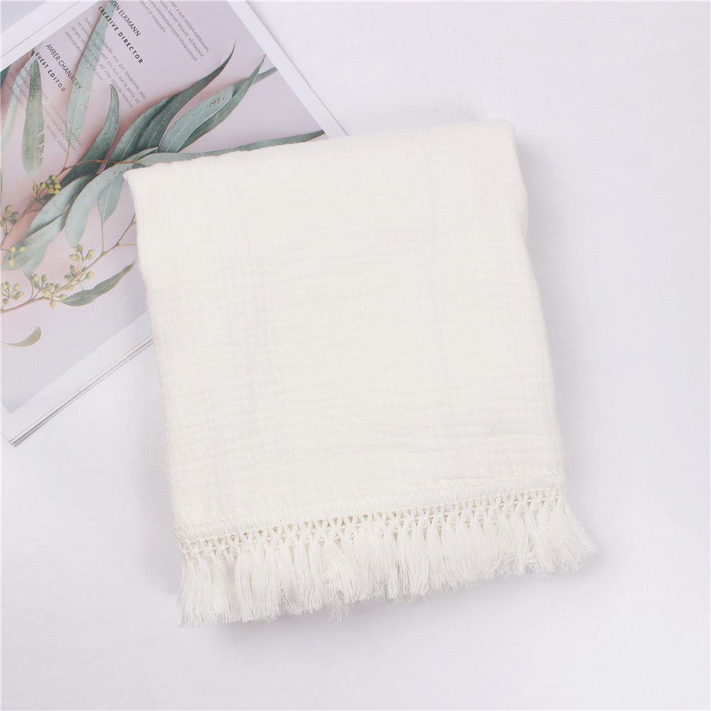Wild Skye - Double Muslin Fringed Swaddle - White