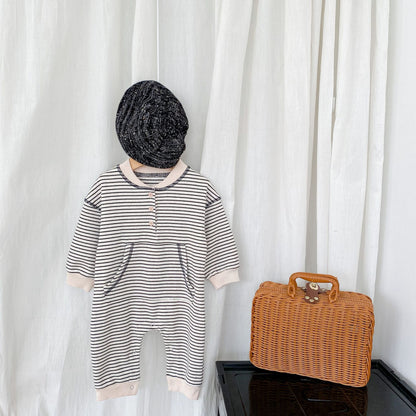 Blake Striped Jumpsuit - Beige and Black Stripes