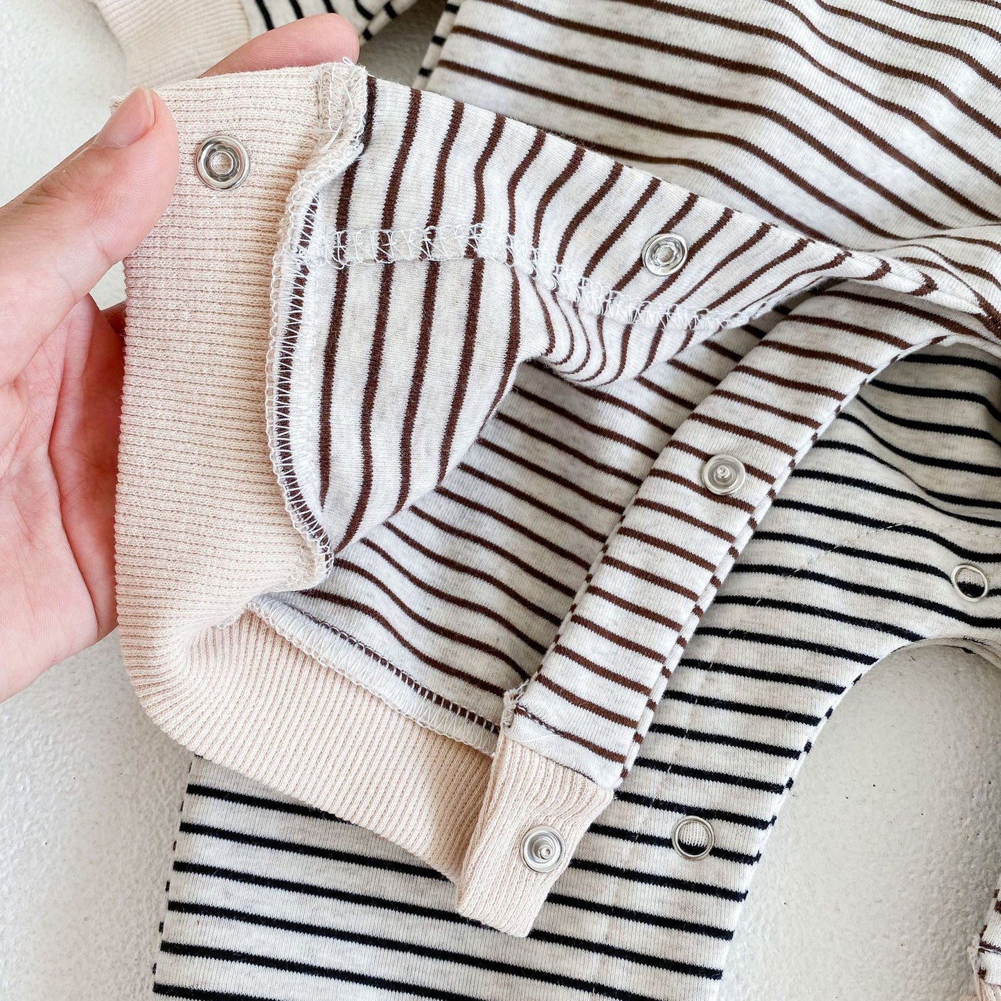 Blake Striped Jumpsuit - Beige and Black Stripes