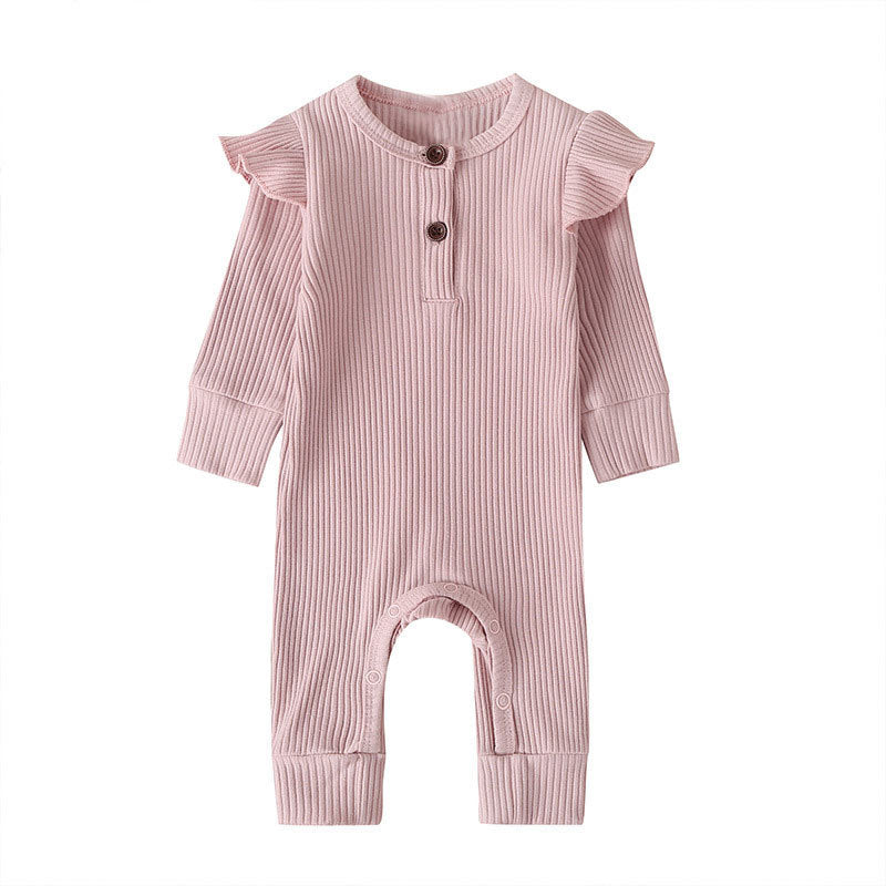 Frill Ribbed Jumpsuit - Blush