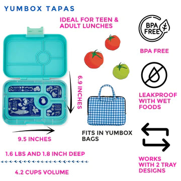 Yumbox Tapas Lunch Box | Antibes Blue with Groovy Tray | 4 Compartment